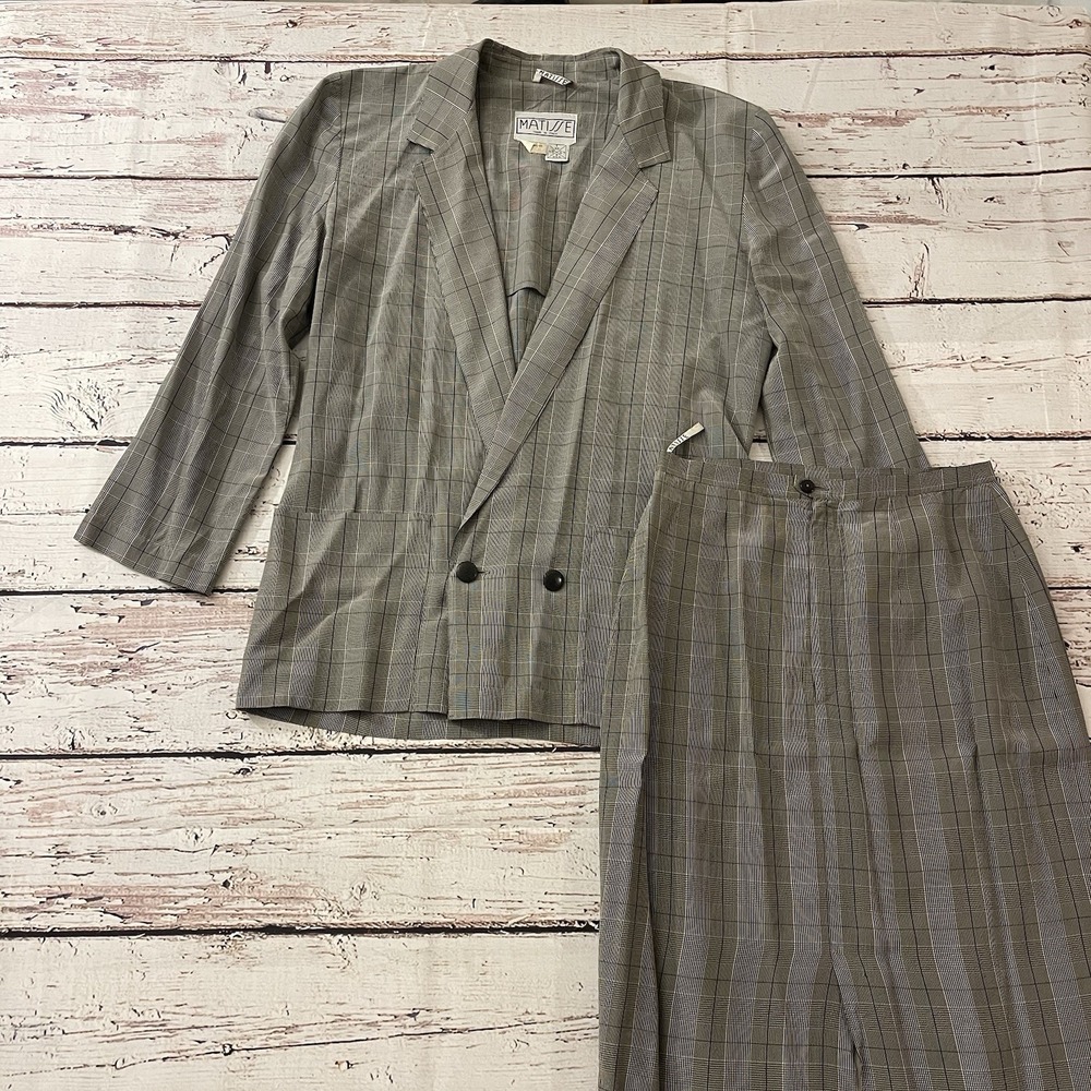 Rare Matisse Vintage‎ 1990s 100% Silk Womens Blazer & Skirt Size 8 Made In Italy